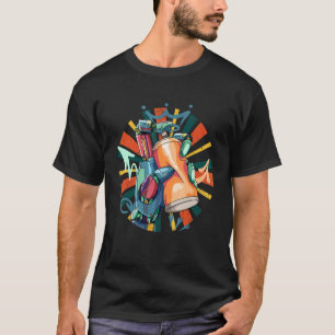 T-shirt Peinture Robot Retro Artiste Graffiti Vintage