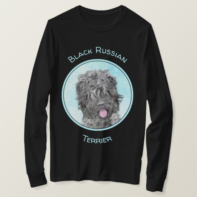 T-shirt Peinture russe Terrier noir - Chien original migno (Design devant)