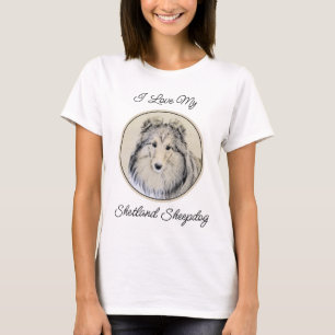 T-shirt Peinture Shetland Sheepdog - Jolie art original ch