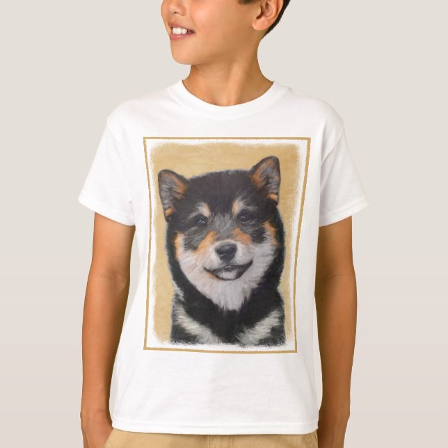 T-shirt Peinture Shiba Inu (Noir et Tan) - Art Chien (Devant)