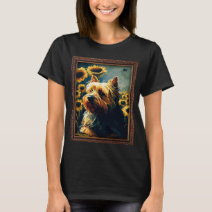 T-shirt Peinture Silky Terrier Peinture Fleur de tournesol