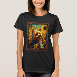 T-shirt Peinture Silky Terrier Peinture Fleur de tournesol