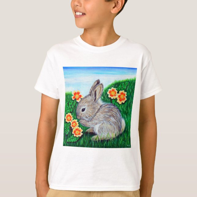T-shirt Peinture sur lapin au printemps (Devant)