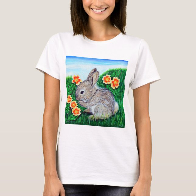 T-shirt Peinture sur lapin au printemps (Devant)