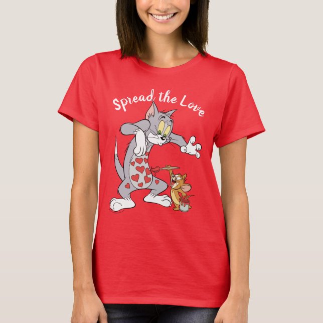 T-shirt Peinture Tom & Jerry Coeurs de Saint-Valentin (Devant)