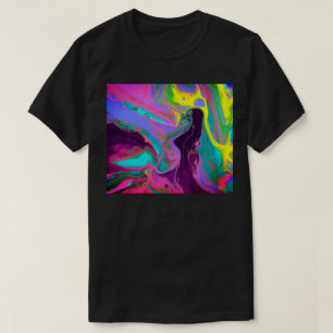 T-shirt Peinture versée tendance Vert lime turquoise vio
