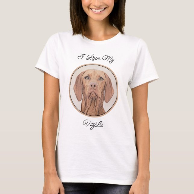 T-shirt Peinture Vizsla - Joli art original chien (Devant)