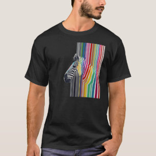 T-shirt Peinture Zèbre Colorée Grandes Vibrantes