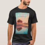 T-shirt Pékin Chine Illustration Voyage Art Vintage<br><div class="desc">Modèle de voyage vectoriel rétro de Pékin. Pékin,  capitale de la Chine,  est une ville riche en histoire impériale,  en innovation moderne et en profondeur culturelle. Elle abrite des sites emblématiques comme la Cité interdite,  la Grande Muraille et le Carré de Tiananmen.</div>