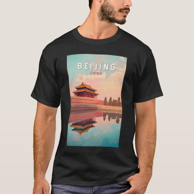 T-shirt Pékin Chine Illustration Voyage Art Vintage (Devant)