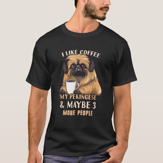 T-shirt Pekingese Café - Pekingese Design Café (Devant)
