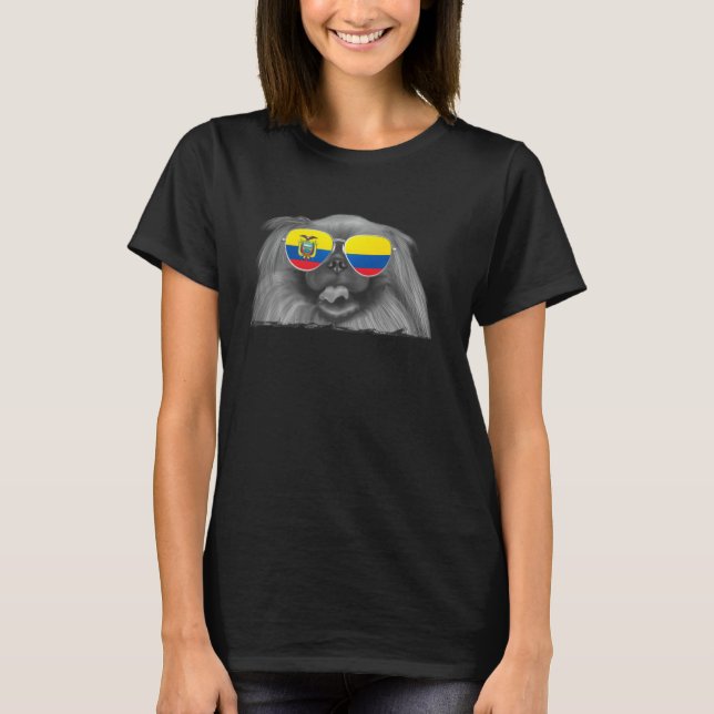 T-shirt Pekingese Chien Ecuador Drapeau Lunettes de soleil (Devant)