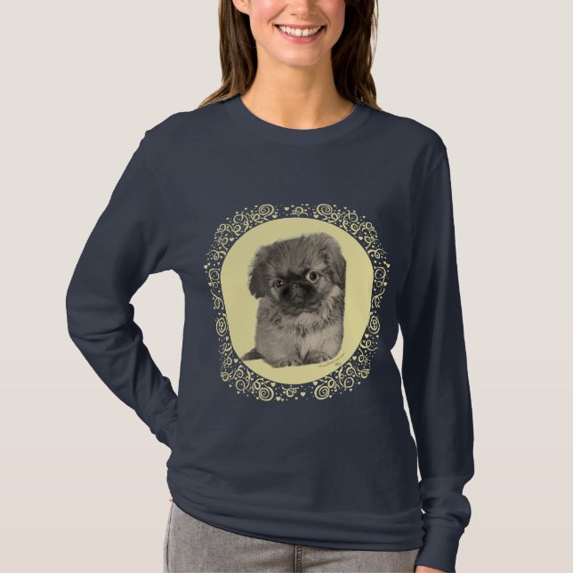 T-shirt Pekingese Chiot jaune (Devant)