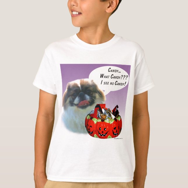 T-shirt Pekingese Halloween Candy (Devant)