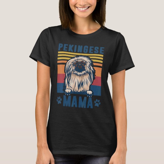 T-shirt Pekingese Mama Mère Retro Chien Maman (Devant)