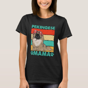 T-shirt Pekingese Mama Mère Retro présente maman chien