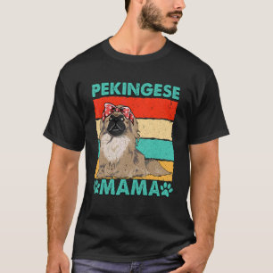 T-shirt Pekingese Mama Mère Retro présente maman chien