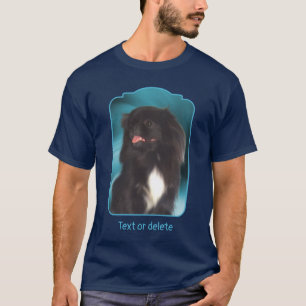 T-shirt Pékinois noir aux tourbillons bleus Art pour chien