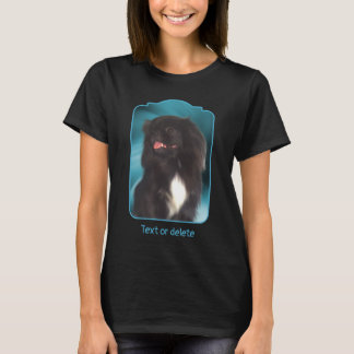 T-shirt Pékinois noir aux tourbillons bleus Art pour chien