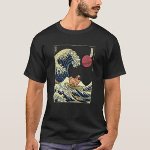 T-shirt Pékinois Vague japonaise de Kanagawa Chien de surf