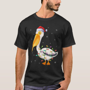 T-shirt Pelican Bird Xmas Éclairage Santa Hat Pelican Chri