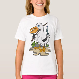 T-shirt Pélican comme pêcheur avec la baguette de pêche et