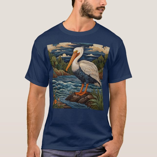 T-shirt Pélican de mer blanc vintage (Devant)