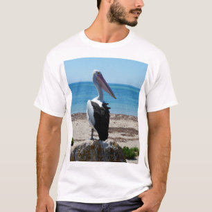 T-shirt Pelican Perché Sur Un Rocher De Plage,