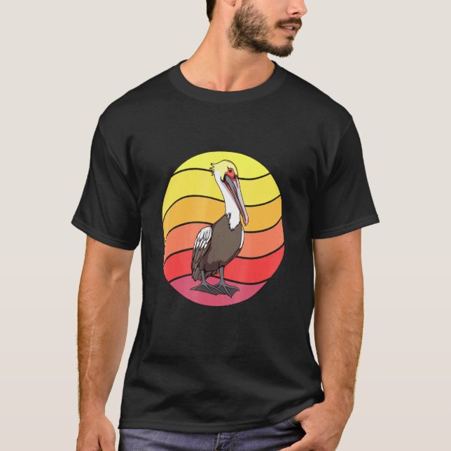 T-shirt Pelican Retro Sunset Bird Pélicans (Devant)