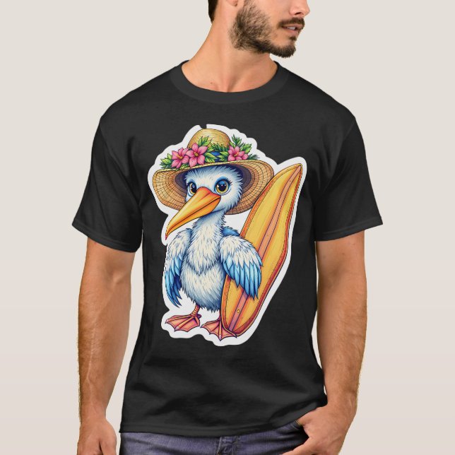 T-shirt pélican surfeur (Devant)