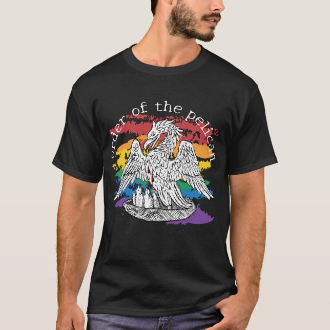 T-shirt Pelican Woodcut Pride (Devant)