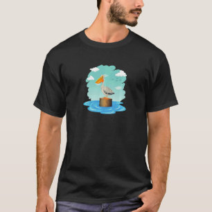 T-shirt pélicans gros bec pélican beak poisson moules aile