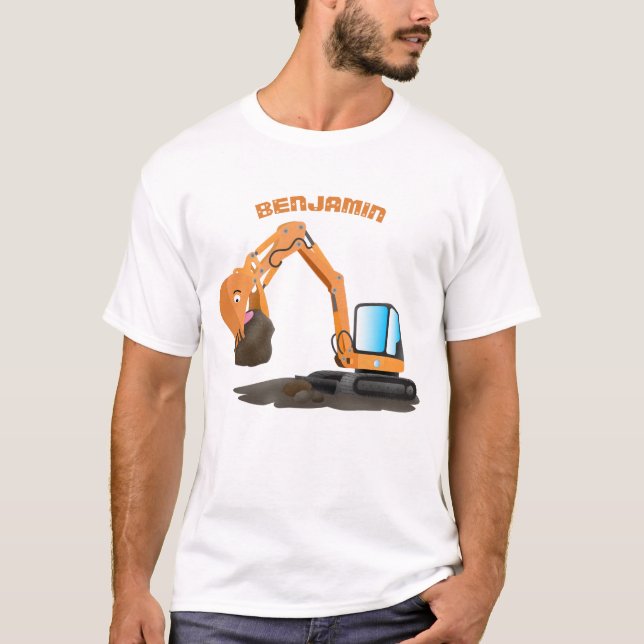 T-shirt Pelleteuse orange mignonne dessin animé (Devant)