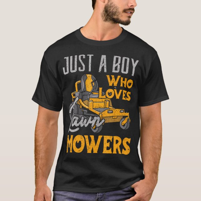 T-shirt Pelouse Mailler Juste Un Garçon Qui Aime Les Mower (Devant)