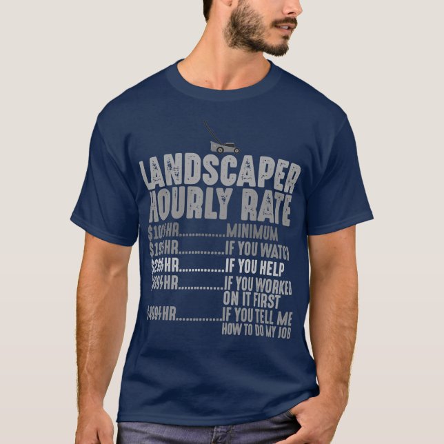 T-shirt Pelouse Mower Dons Landscaper Horaire Taux Amusant (Devant)