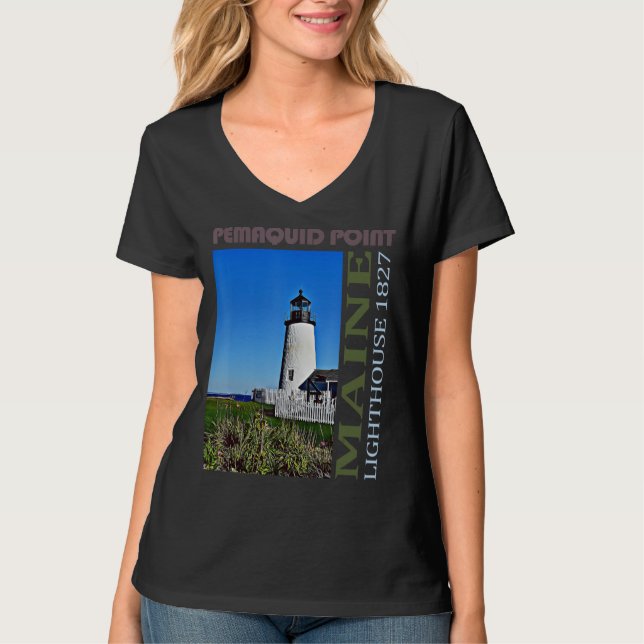 T-shirt Pemaquié Point Lighthouse Maine Design (Devant)