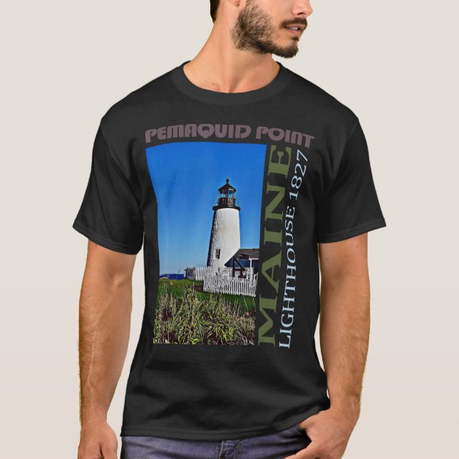 T-shirt Pemaquié Point Lighthouse Maine Design (Devant)