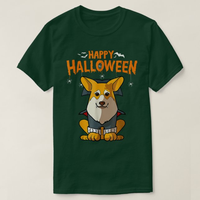 T-shirt Pembroke Corgi Chien Costume d'Halloween Vampire D (Design devant)