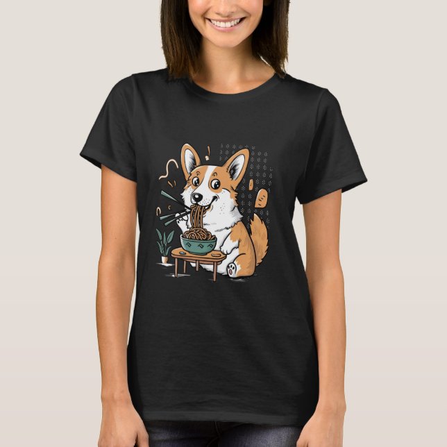 T-shirt Pembroke Funny Welsh Corgi Chien Mangeant Des Amat (Devant)