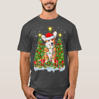 T-shirt Pembroke Gallois Corgi Chien Éclairage Xmas Tree C