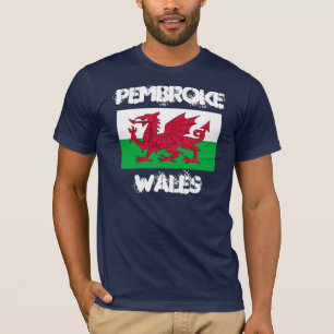 T-shirt Pembroke, Pays de Galles avec drapeau gallois