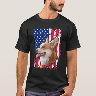 T-shirt Pembroke Welsh Corgi Drapeau américain 4 juillet