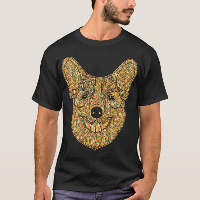 T-shirt Pembroke Welsh Corgi géométrique (Devant)