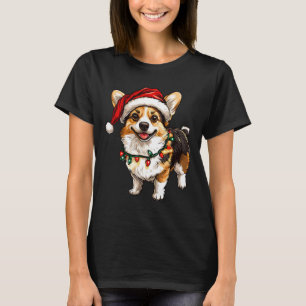 T-shirt Pembroke Welsh Corgi Père Noël Lumières des arbres