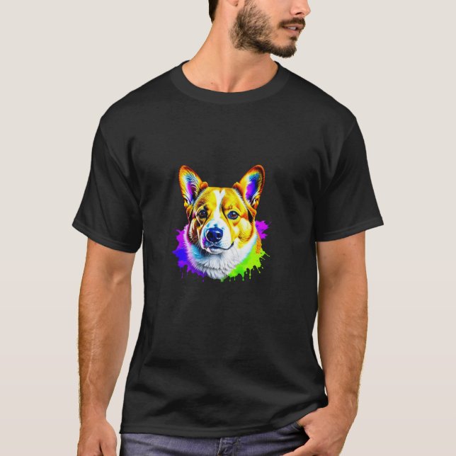 T-shirt Pembroke Welsh Corgi Pop Art I Amoureux des chiens (Devant)