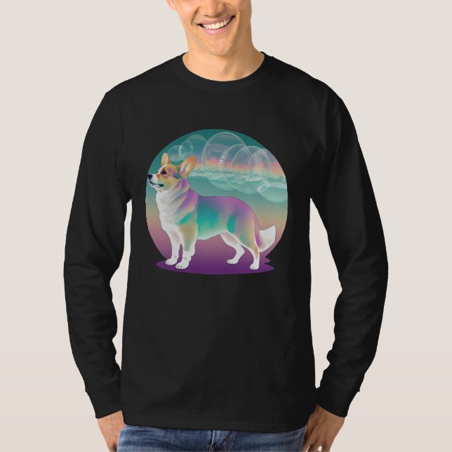 T-shirt Pembroke Welsh Corgi Vaporwave Retrowave Aesthetic (Devant)