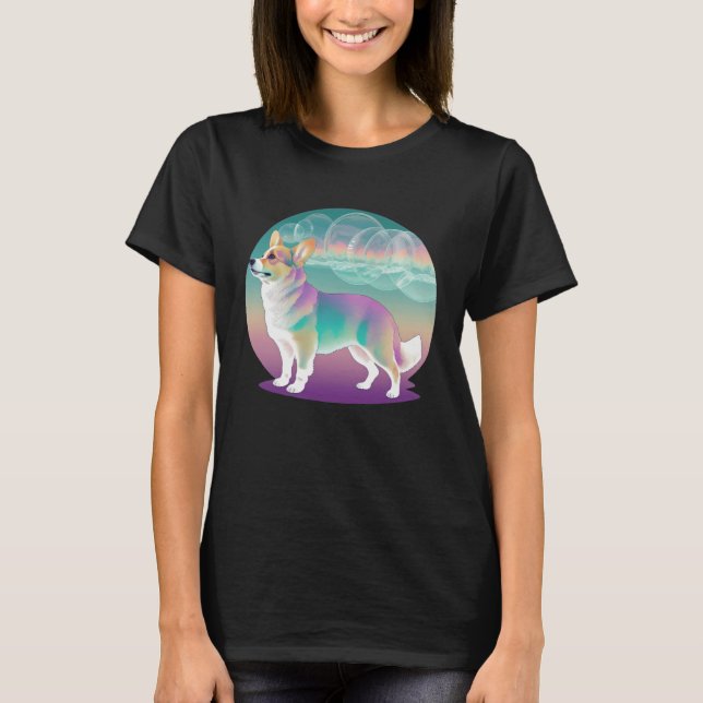 T-shirt Pembroke Welsh Corgi Vaporwave Retrowave Aesthetic (Devant)