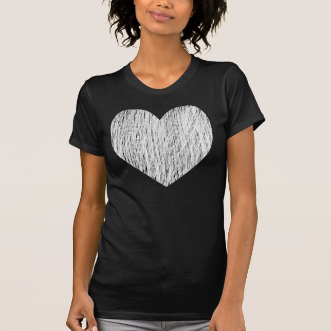 T-shirt Pencé dans - Blanc sur noir (Devant)