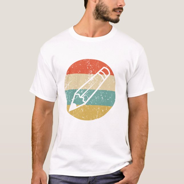 T-shirt Pencil Silhouette Rétro Enseignant Long Manches (Devant)