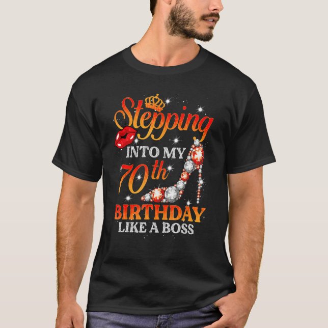 T-shirt Pénétrer dans mon 70e anniversaire comme un patron (Devant)